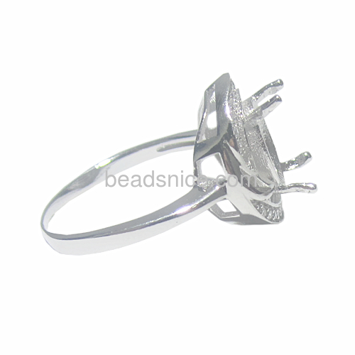 Ring setting Sure-Set sterling silver branch design