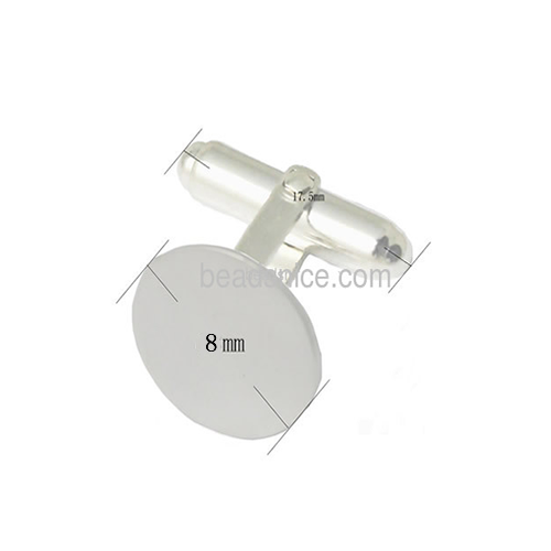 Solid 925 siver cuff link finding in sterling silver  8mm flat pad
