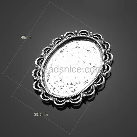 Zinc alloy pendant base necklace,base diameter:30x40mm