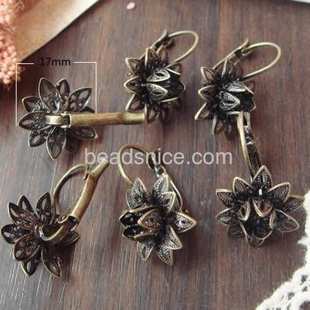 Brass Brass earrings jewellry, lead-safe, nickel-free, flower,