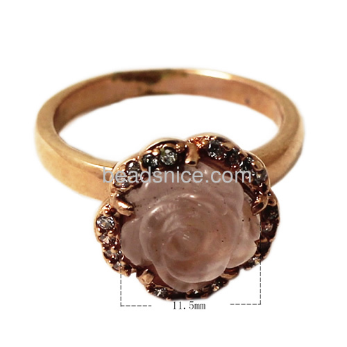 Finger rings unique ring pink quartz zircon flower rings wholesale vintage rings jewelry findings brass gift for lover