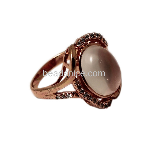Wedding ring for women fancy new design finger ring rose quartz stone rings wholesale rings jewelry findings brass oval shape