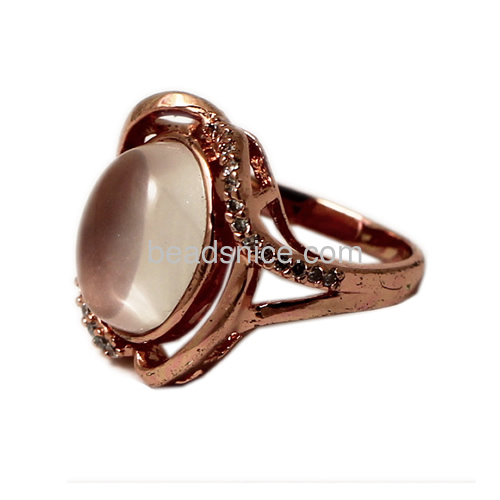 Wedding ring for women fancy new design finger ring rose quartz stone rings wholesale rings jewelry findings brass oval shape