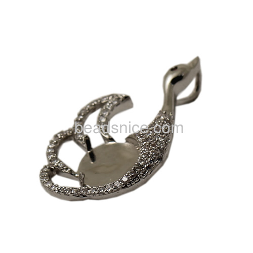 Pendant  setting swan zircon brass nice with natural stones for jewelry making