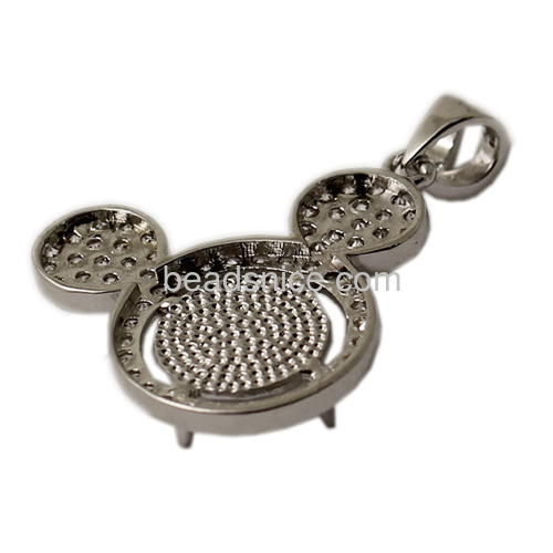 Mickey Mouse pendant setting Brass CZ in fashion jewelry necklace
