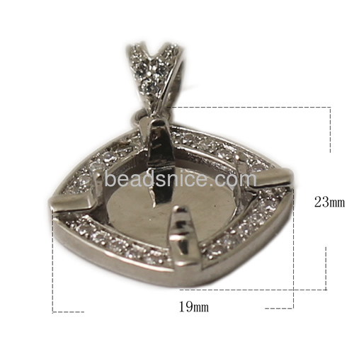 Pendant base with CZ Jewelry Pendants or jewelry necklace square