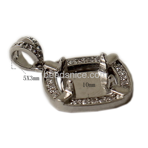 Pendant base with CZ Jewelry Pendants or jewelry necklace square