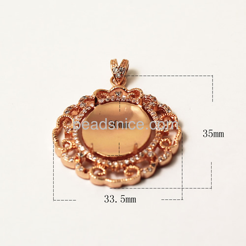 Vintage pendant settings for big stone pendant design with CZ filigree flower design wholesale pendant jewelry accessory brass