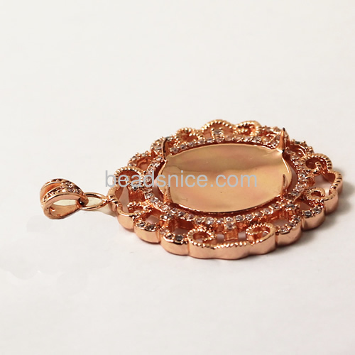 Vintage pendant settings for big stone pendant design with CZ filigree flower design wholesale pendant jewelry accessory brass