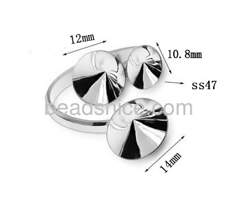 Sterling silver ring bases produced wholesale retail specially for rivoli stones adjustable