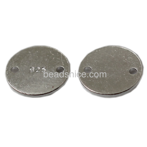 2 Hole Round Blank Sterling Silver Tags Stamping Discs Links Connectors