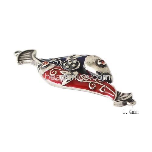 925 Sterling Silver fish connector  jewelry spacer bar bicone