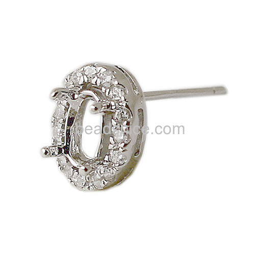 925 Silver oval shape settings earrings stud