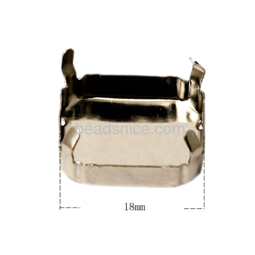 Square platina plated Bezel setting without stones fit 18mm stones
