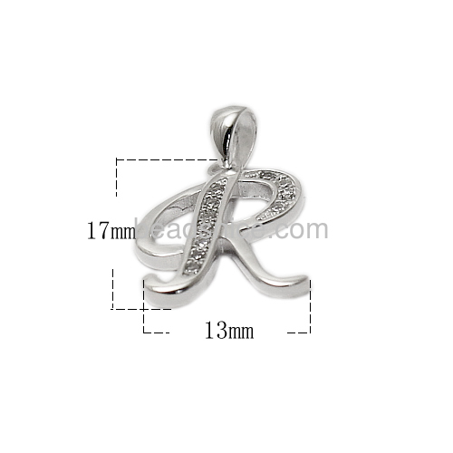 Initial R Letter Sterling Silver Pendant