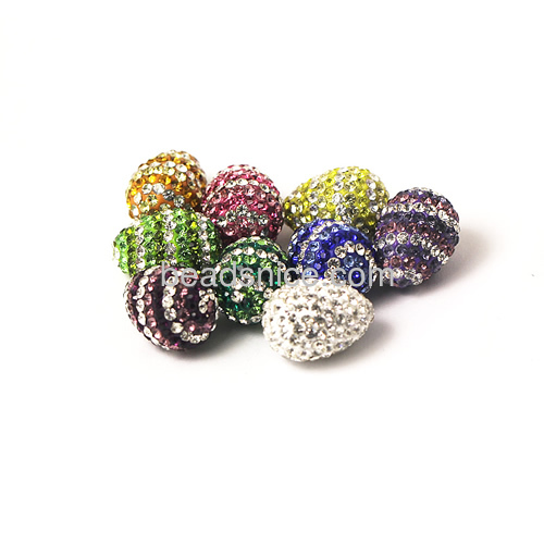Fashion pendant rhinestone swirl polymer clay teardrop pendant beads
