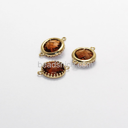Round shaped gold plated frame rhinestone beads connector