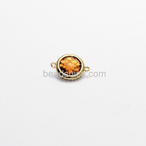 Round shaped gold plated frame rhinestone beads connector