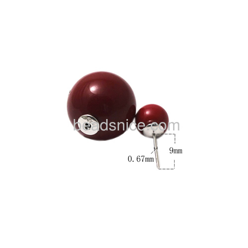 925 silver earring studs with 2 red shell beads