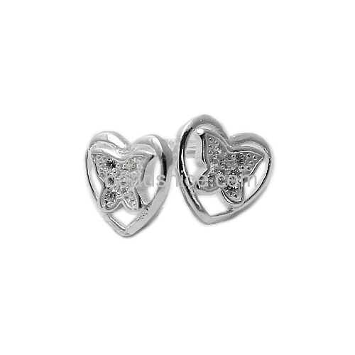 925 sterling silver earring studs bright heart surround flower