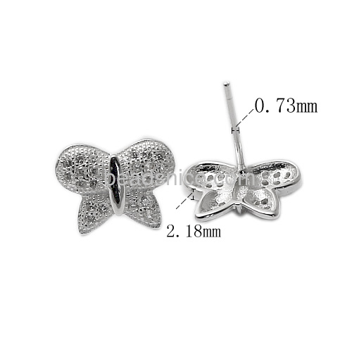 2014 New trend Butterfly earring studs with zircon in 925 silver
