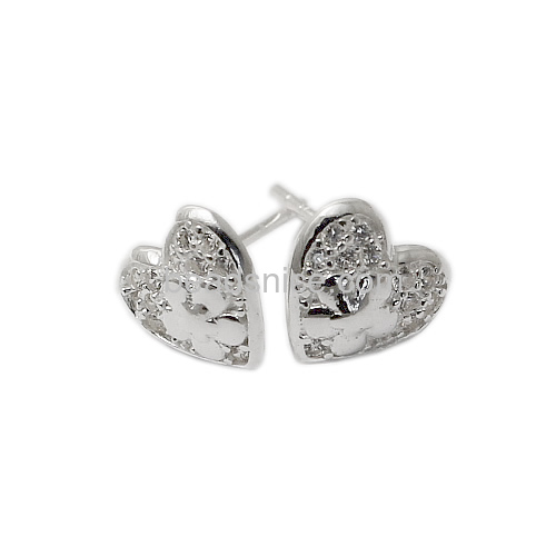 925 sterling silver earring studs in heart shaped and flower nice for lovely gift