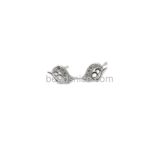 Wholesale 925 sterling silver cute ear studs with micro pave CZ leaf