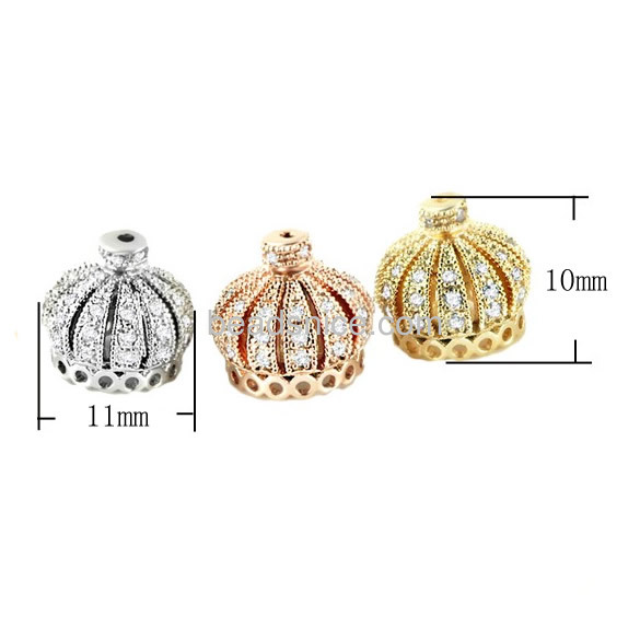 Beads caps crown with zircon very nice for your bracelet necklace wholesale jewelry accessory brass exquisite gifts