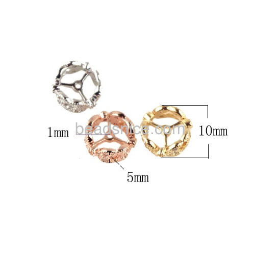 Spacer beads hollow sparkle spacer bead for women round opening beads micro pave zircon wholesale jewelry accessory brass
