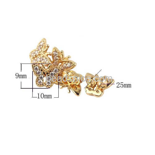 Fashion butterfly connector with zircon charm wholesale jewelry findings brass DIY