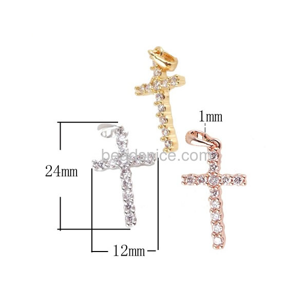Cross pendant with zircon brass more color for choose