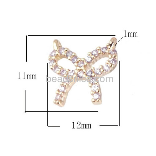 Butterfly pendant with zircon nice for necklace brass  bow