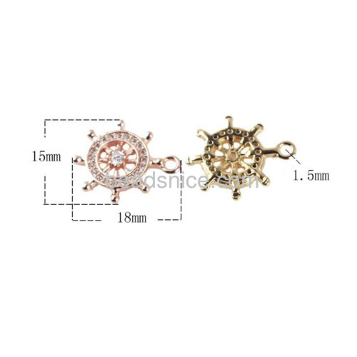 Love Ship Wheel Charms Pendants with zircon