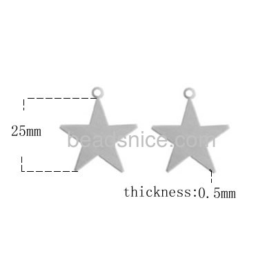 Stainless Steel Star Blank Charms with hole