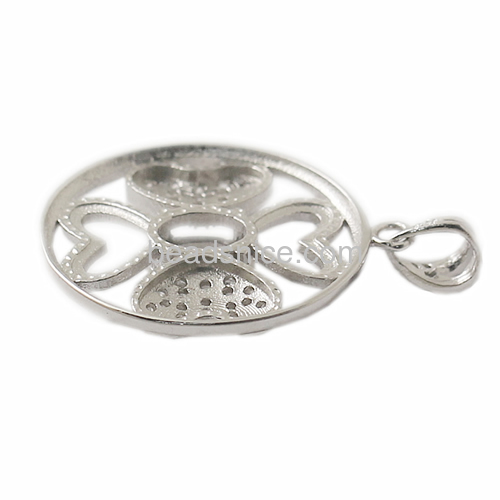 Pendant setting jewelry silver 925 flower round