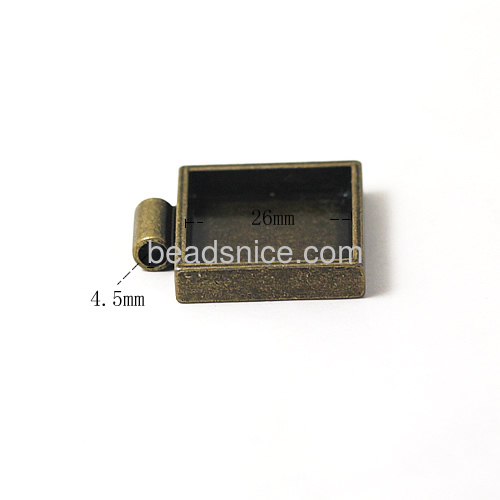 Pendant base pendant jewelry findings Zinc alloy square tube 26X26mm