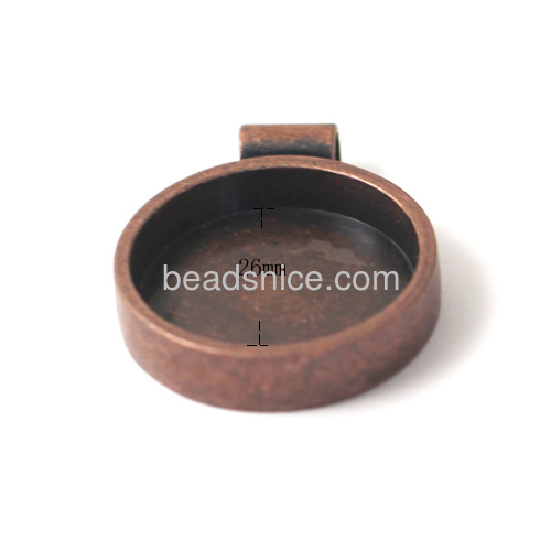 Pendant trays pendant jewelry Zinc alloy flat round 26mm inside diameter 4.5mm