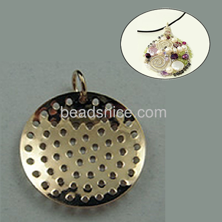 Jewelry brass pendant ,antique brass plated,base diameter 25mm,nickel free,lead safe,hole:about 5.5mm,