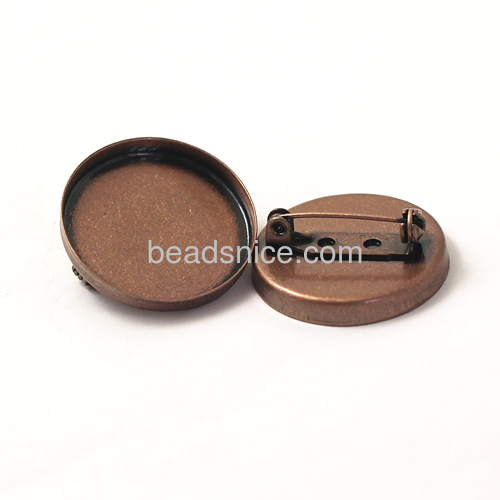 Brass Brooch Findings,Base Daiameter:25mm,Lead-Safe,Nickel-Free,