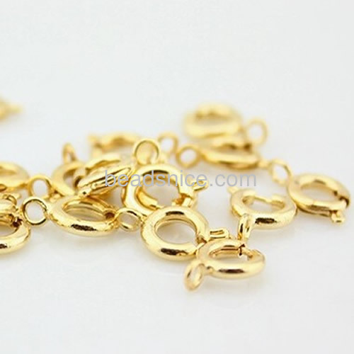 Brass spring ring clasp, 7mm,inside diameter 4mm,hole:about 2mm, nickel free,lead safe,