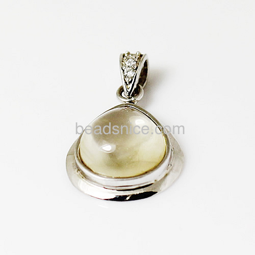 Pendant 925 sterling silver with citrine teardrop for necklace designs 27X16.5mm