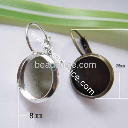 Earring hook settings cabochon bezels blanks tray DIY nice for your jewelry wholesale fashion jewelry findings brass