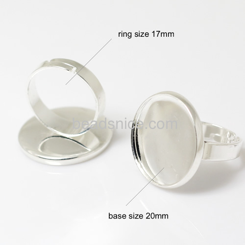 Ring blanks Vacuum real gold plating round More than 2 microns thickness with glue pads adjustable 20mm
