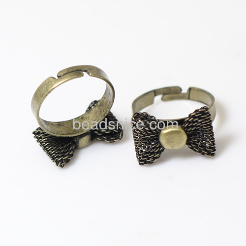 Finger ring brass bow tie 19x12.5mm