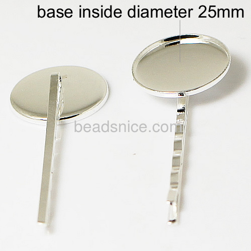 Hairpin Clips hair jewelry finddings Brass flat round base inside diameter 20mm