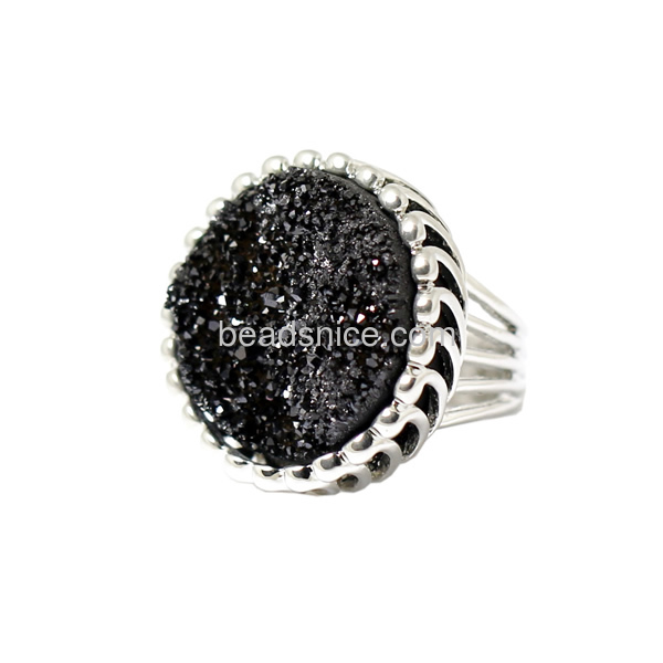 wholesale druzy rings unique in platinum plated with zinc alloy