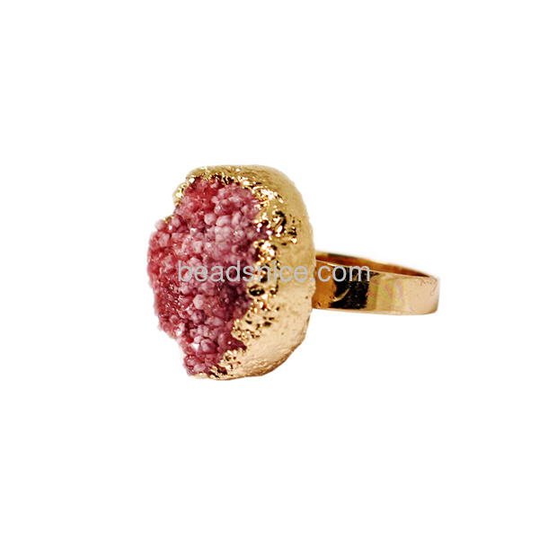 electroplated druzy ring in rose gold plated with brass