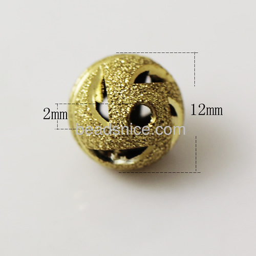 Hollow beads stardust beads round bead engraving pattern wholesale bead jewelry findings brass real gold plated DIY