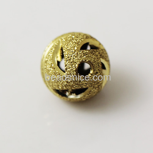 Hollow beads stardust beads round bead engraving pattern wholesale bead jewelry findings brass real gold plated DIY