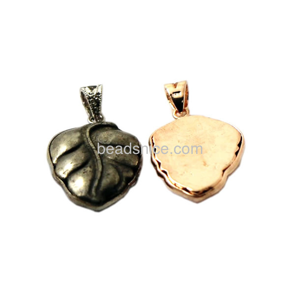 Leaf pyrite stone pendant wholesale jewelry real gold color plated